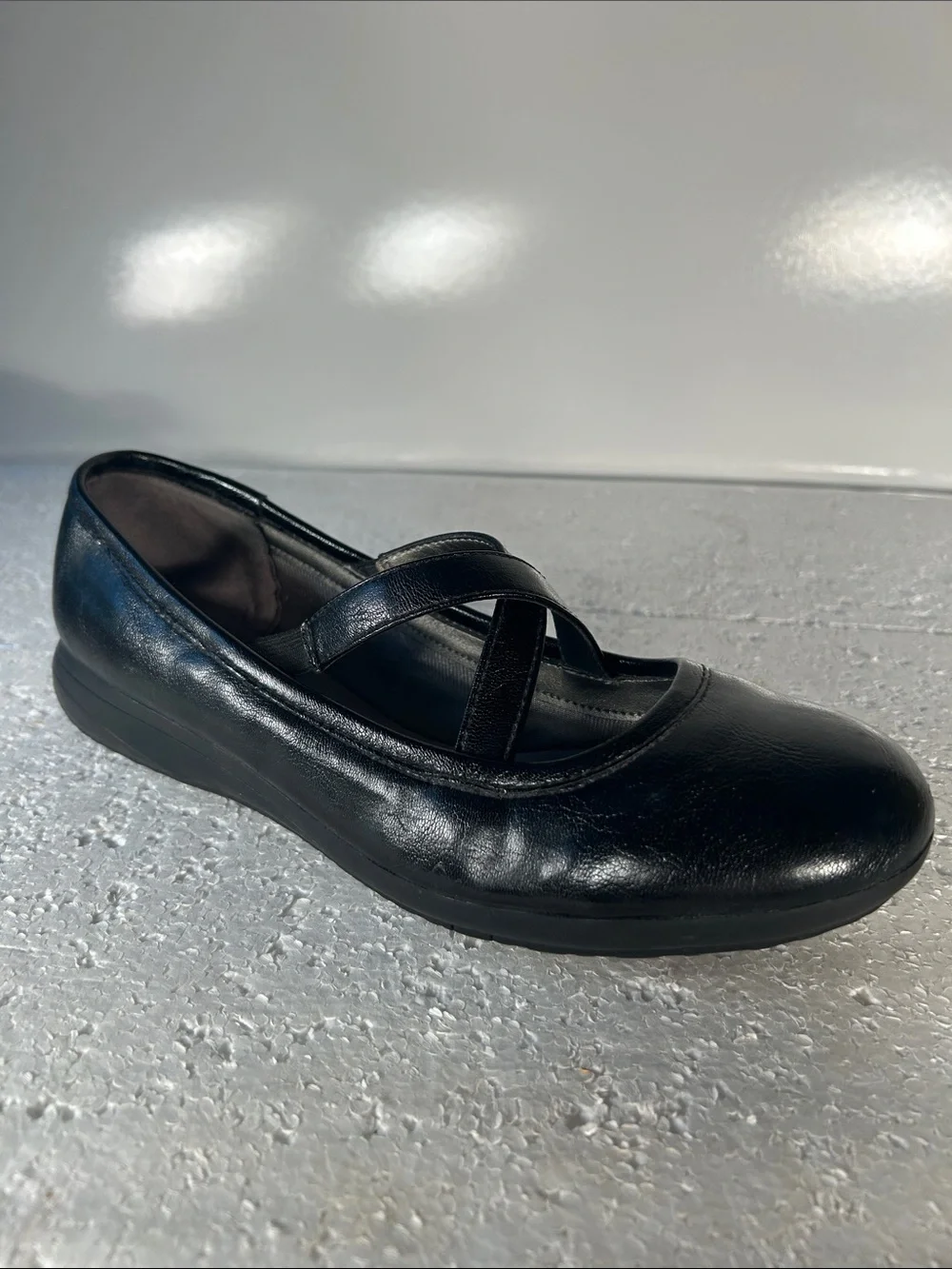 Life Stride SZ10 Charli Black Leather Mary Jane Comfort Ballet Flat Cottage Old$
